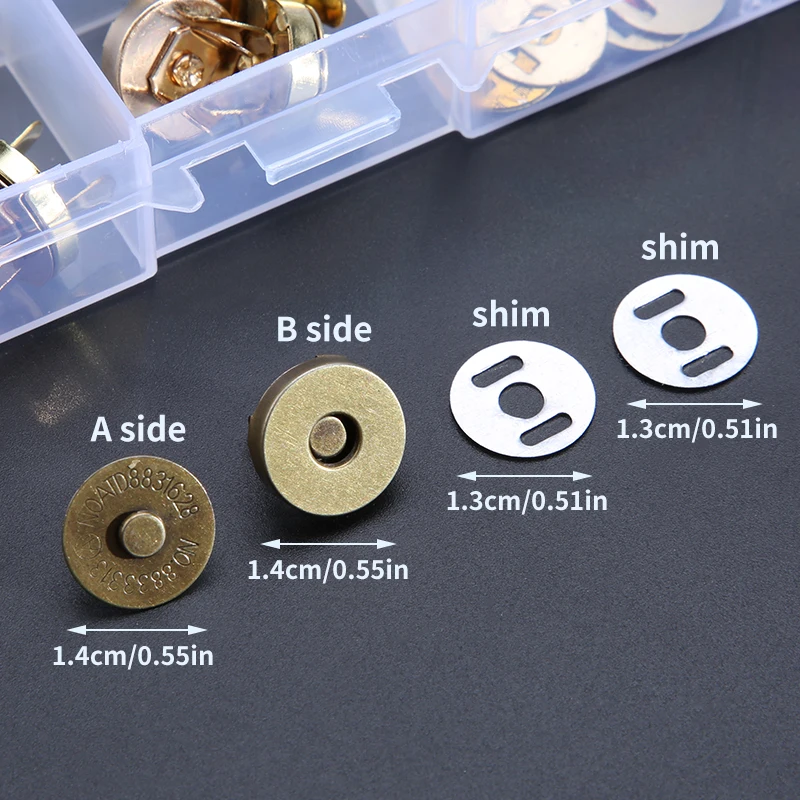 Easy-Attach 14mm Magnetic Snap Buttons - 40 Set Multi-Color Pack for Sewing and Crafts, Durable & Stylish Metal Fasteners