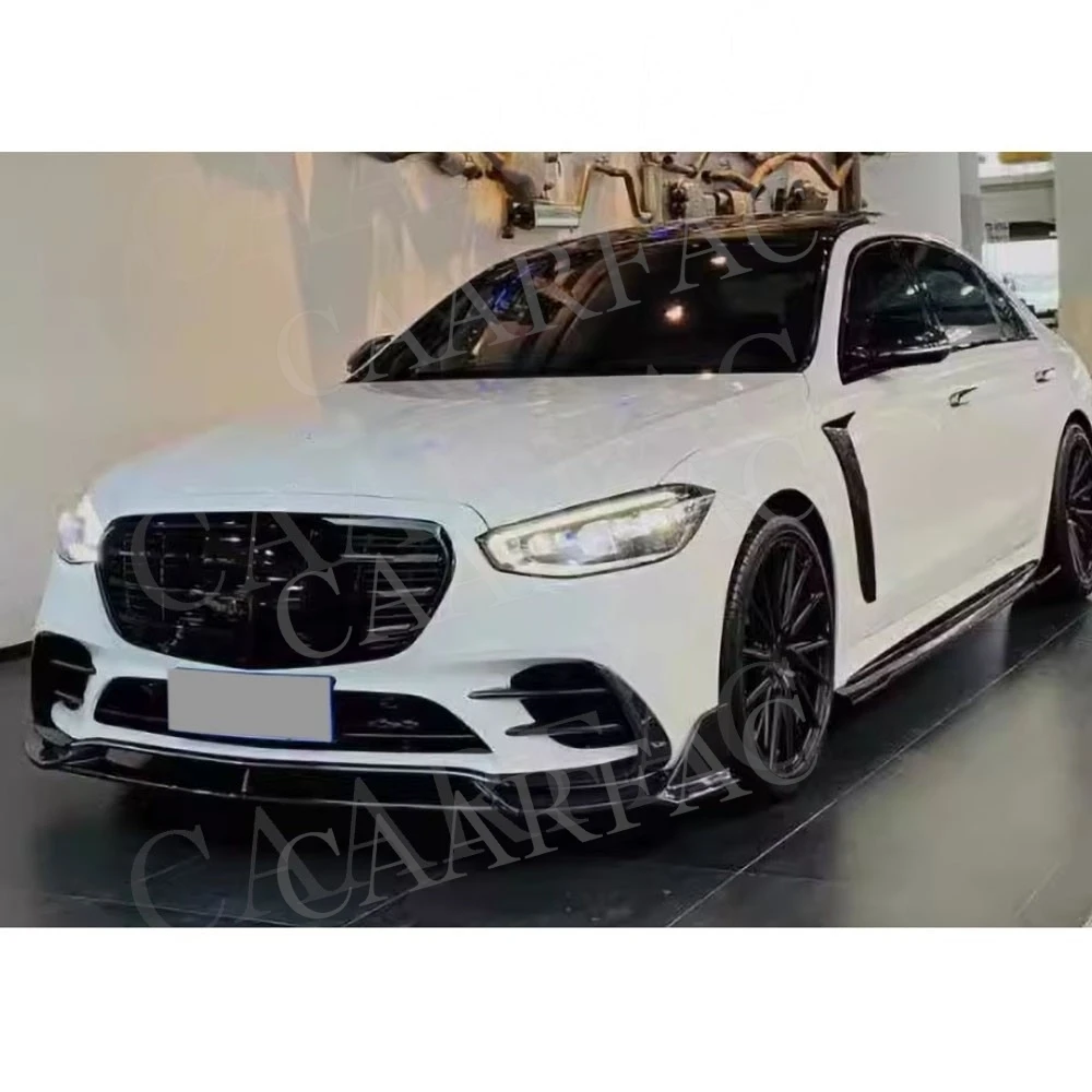 

Комплект обвеса из карбона и FRP: передний сплиттер, задний спойлер, диффузор заднего бампера, боковые пороги для Mercedes-Benz S-класса W223 450 S500 Sport 2021-2023