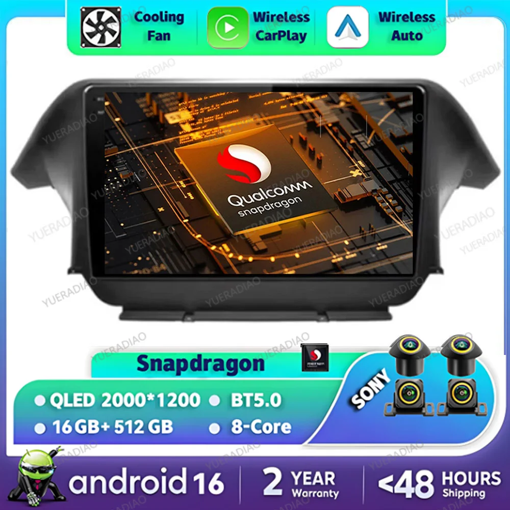 Radio para Auto Android 16 para Honda Odyssey 4 RB3 RB4 2008-2014, Qualcomm 4G WIFI GPS NAVI, Reproductor Multimedia Estéreo, Unidad Principal con Reproductor de Video
