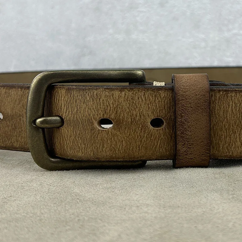 

3,8 см ретро-трендовые толстые ремни из натуральной кожи, мужские модные универсальные широкие ремни ручной работы с медной пряжкой из натуральной воловьей кожи