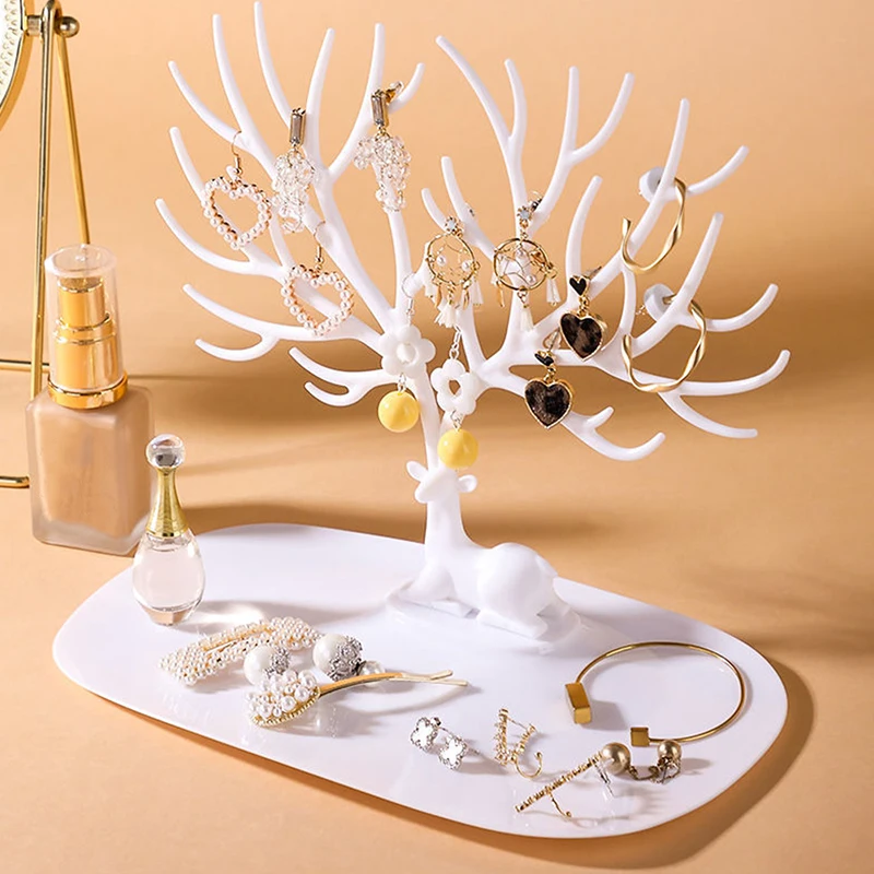 Multi Use Jewelry Display Stand Sundries Organizer Earrings Rings Necklace Keys Holder Storage Deer Head Rack Home Decoraion