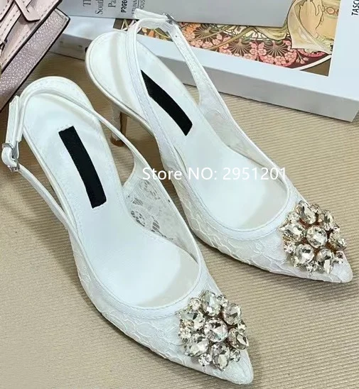 Pink Women 6cm High Heels Diamond Slingback Pumps Bling Rhinestone Floral Print Women Pumps Wedding Dress Pumps Zapatos Mujer