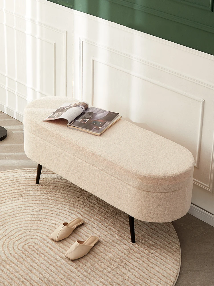 

Lamb wool shoe changing stool simple bedside stool at home door