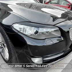 For BMW 5 Series F10 F11 2011-2014 Car Eyelid Front Headlight Eyebrow Cover Eye Lid Trim Sticker Gloss Black ABS Car Accessories