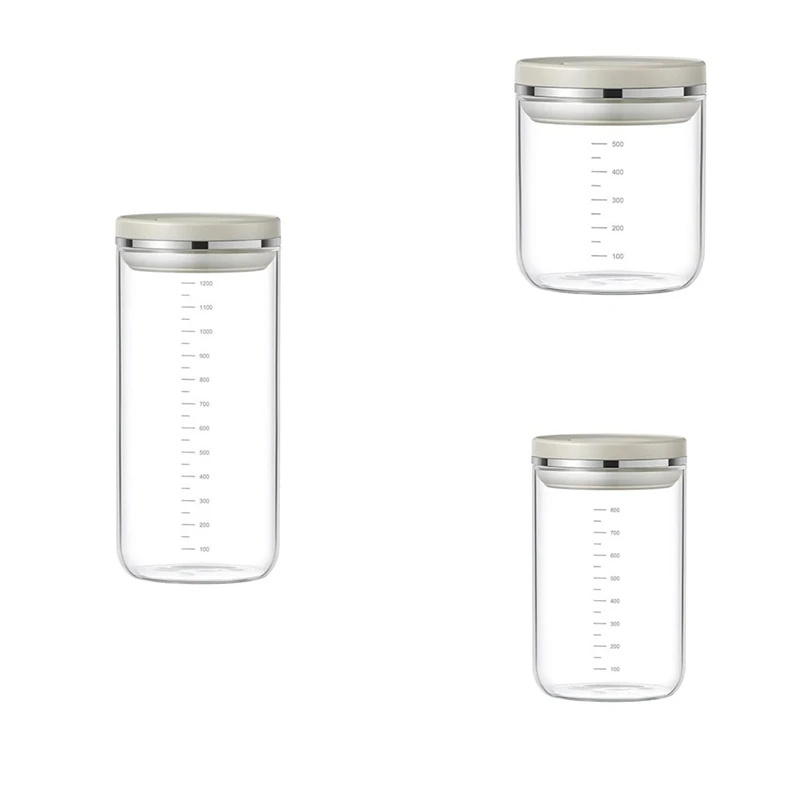 

AS60-Press-Type Sealed Tank High Borosilicate Glass Storage Tank Airtight Round Canister Set