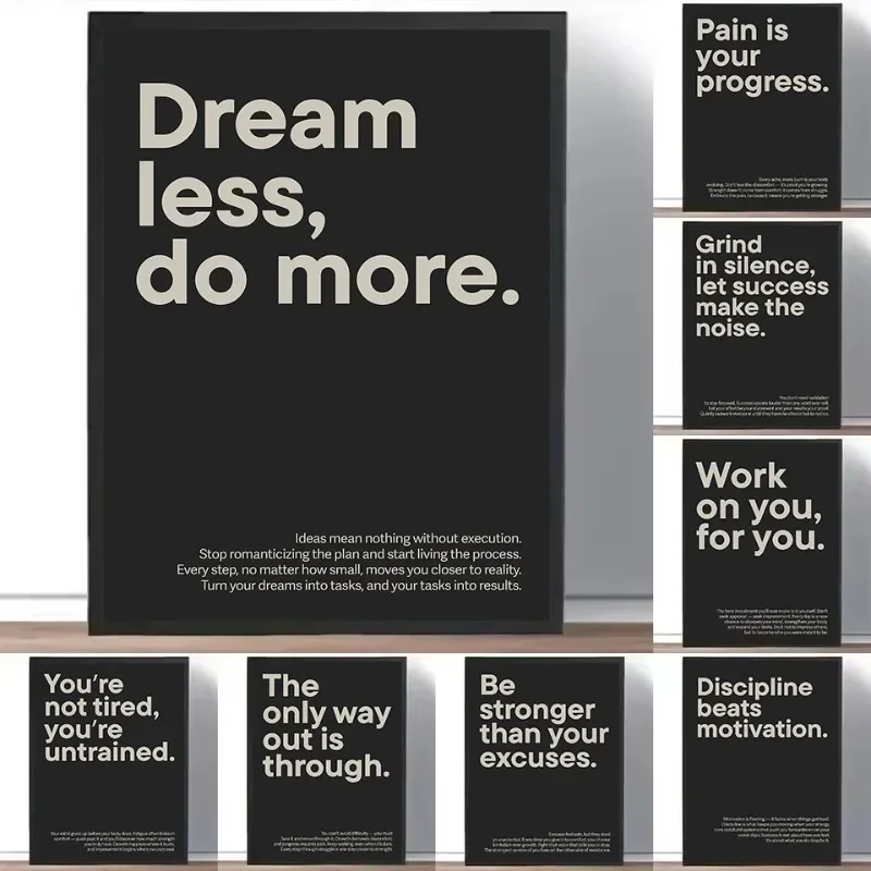 Retro Minimalist Bodybuilding Motivational Quotes Sports Fitness Canvas Poster Wall Art Pictures Home Gym Decor Gift