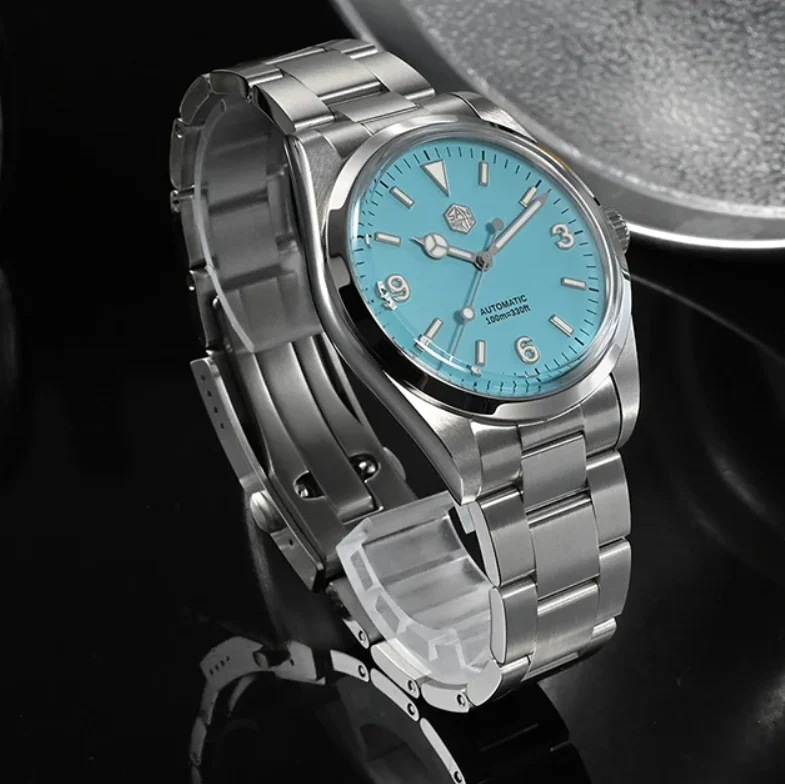 San Martin Mens Automatic Watches 39mm Mechanical Wristwatch 10ATM Waterproof BGW-9 Luminous Sapphire Steel Strap YN55