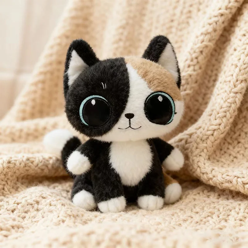 23CM 귀여운 실물 같은 링롱 고양이 인형 귀여운 만화 큰 눈 인형 부드러운 동반자 수면 포옹 베개 아이 아기 생일 선물