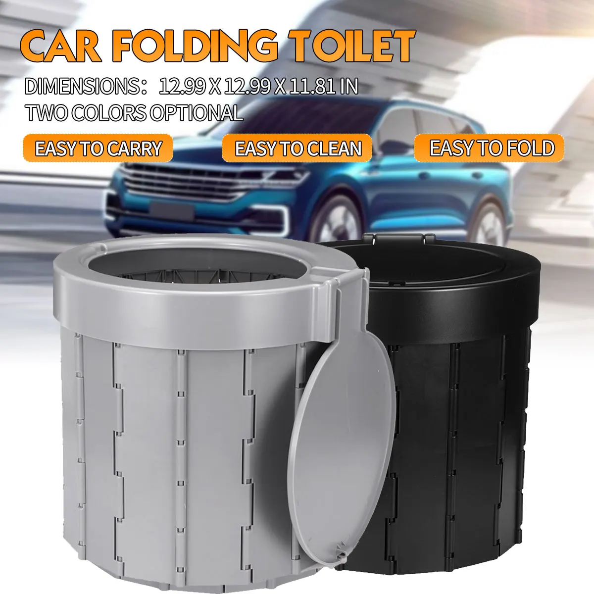 Car Folding Toilets Portable Trash Can Commode Potty Car Toilets Camping Toilet Travel Bucket Toilet Seat Camping Hiking