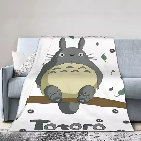 Cute T-Totoros Cartoon Blanket Anime Flannel Funny Warm Throw Blankets for Chair Covering Sofa Spring/Autumn,