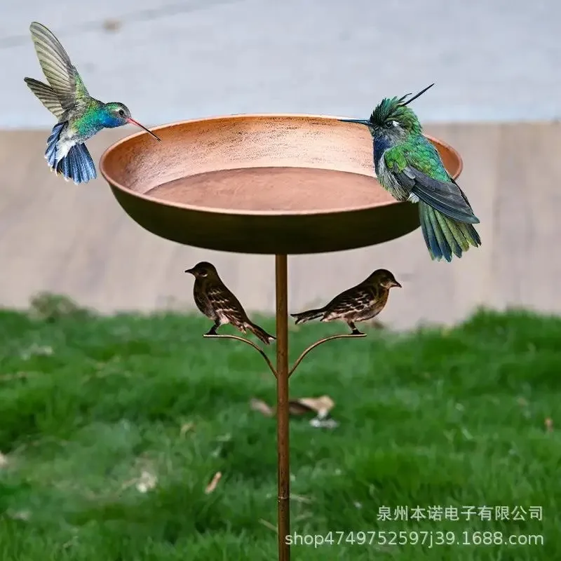 Bird Feeder Bird Bathtub Floor Insert Creative Retro Outdoor Garden Courtyard Wrought Iron Decorative Bird Bathtub