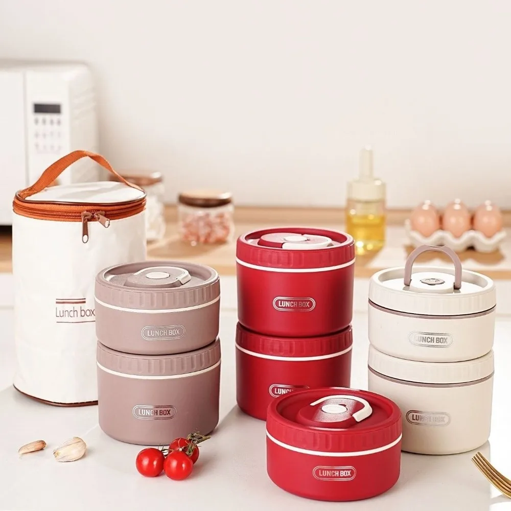 

Sealed Stainless Steel Lunch Box Round Shape Practical Insulated Lunch Box Dishwasher Safe 400ml/600ml Food Container Students