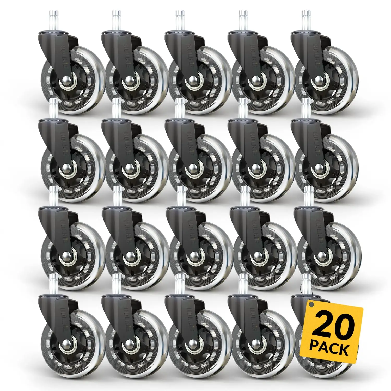 

Office Chair Wheels Universal Fit 3 Inch Rollerblade Casters, Heavy Duty Rubber Replacement for Hardwood Carpet Floors, Smooth