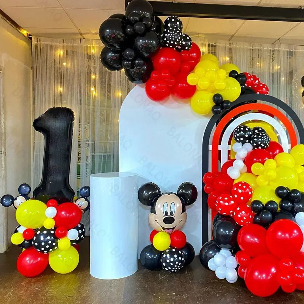 131 pièces Mickey Mouse amis Mickey Mouse numéro ballon ensemble anniversaire bébé douche fête décor ballon fournitures enfants faveur