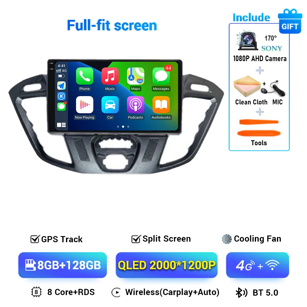 Android 15 Voor Ford Tourneo Custom 1 Ik Transit 2012 - 2021 Autoradio Navigatie Multimedia Gps Auto Carplay Qled scherm