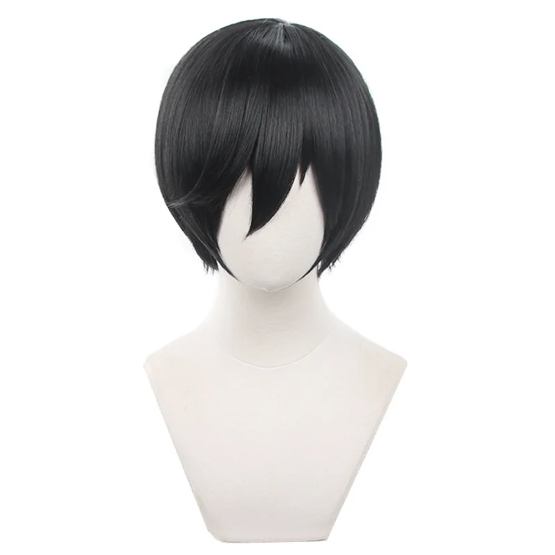 Anime Blue Lock ITOSHIRIN Cosplay Wig Synthetic 32cm Black Hair Football Player Role Play Party Halloween Men Wig +Free  Wig Cap