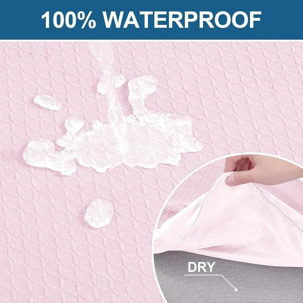 مجموعة من 8 أغطية مقاعد مقاومة للماء لكراسي تناول الطعام، جاكار مطاطي، قابل للإزالة والغسل، وردي