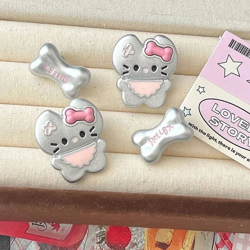 Hello Kitty Hair Clips Girls Sweet Silver Little Bone Hairpin Cartoon Dating Daily Hairpins Fashion Accessories