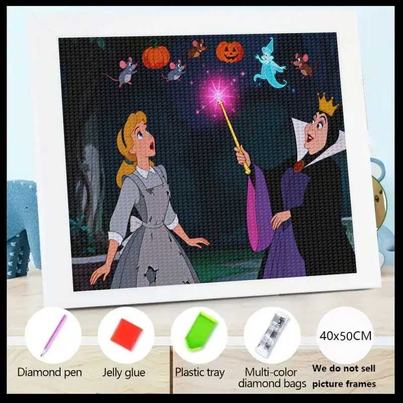 

1 шт. DIY 5D комплект алмазной живописи, Золушка и Фея, крестная мать, сцена-трансформер, полная дрель, вышивка кристаллами и стразами