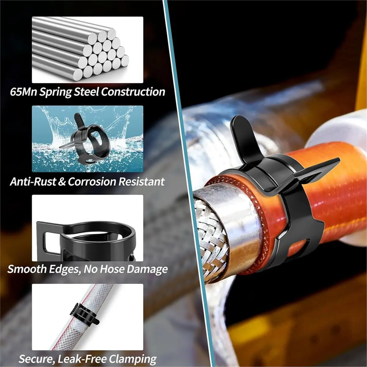 105 Pcs Spring Band Hose Clamps Assortment Kit, 7 Sizes Line Hose Clamps, Low Pressure Air Clip Clamp