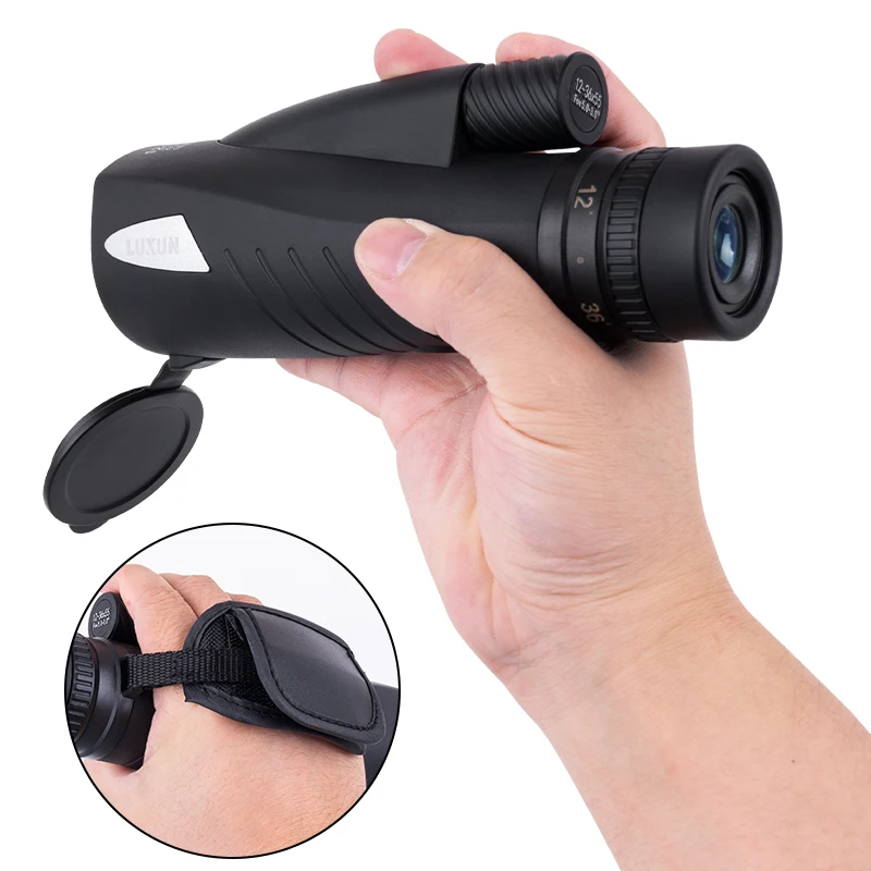 

LUXUN High Definition 12-36x55 Zoom Monocular Telescope with Large Objective Lens HD FMC BAK4 With Smartphone Adapter and Tripod