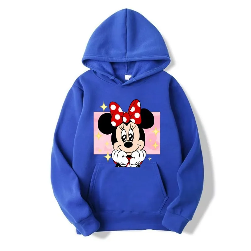 Disney Mickey Mouse Minnie Mouse Kawaii Print Hoodie Autumn Winter Sweatshirt Fashion Pullover Clothing Loose Street Hoodies