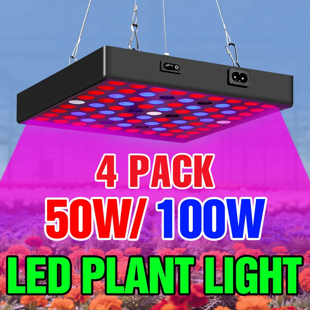 4 pacote led espectro completo crescer luzes placa quântica planta cultivo lâmpada eua/ue plug para flores tomate legumes iluminação de preenchimento