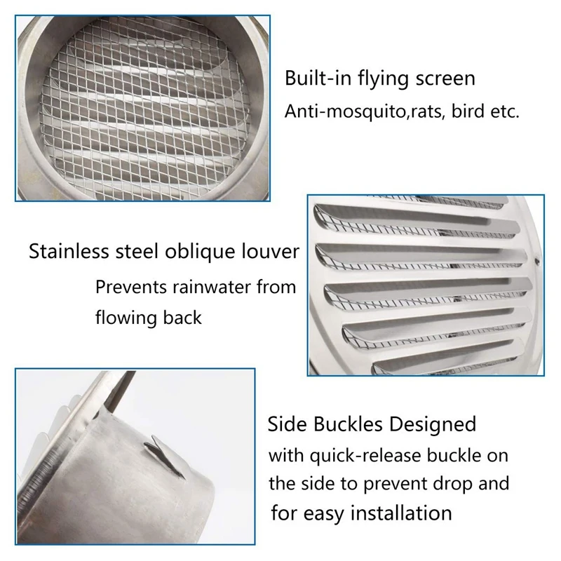 Ventilasi udara baja tahan karat, penutup ventilasi kisi-kisi Louvered, ventilasi udara saluran datar, stopkontak udara dinding dengan layar terbang Mes