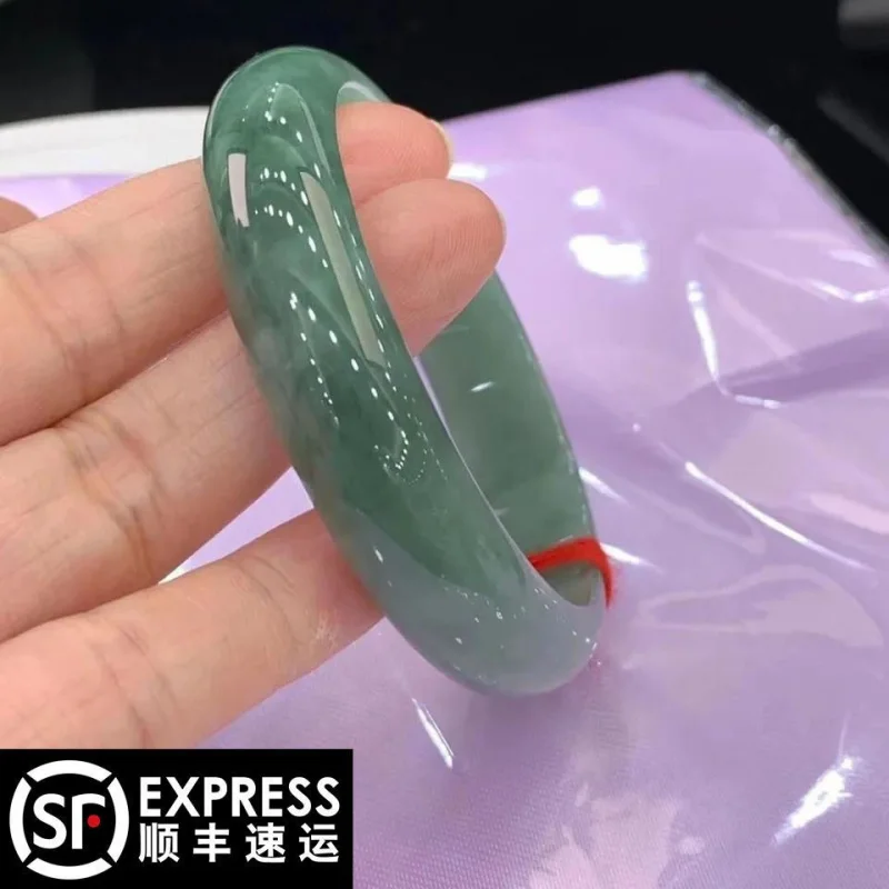 

Authentic Burmese Jadeite Bracelet Perfect Oil Green Ice Type Old Mine Jade Valentine's Day Gift