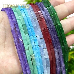 4x13mm Square Natural Stone Blue Angelite Amethysts Ruby Red Chalcedony Spacer Beads for Jewelry Making DIY Bracelet Accessories