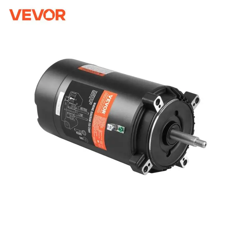 VEVOR Pool Pump Motor 115/230V 9.8/4.9A 56J 3450RPM 90μF/250V Capacitor CCW Rotation Round Flange Replacement Motor 1/1.5/0.75HP