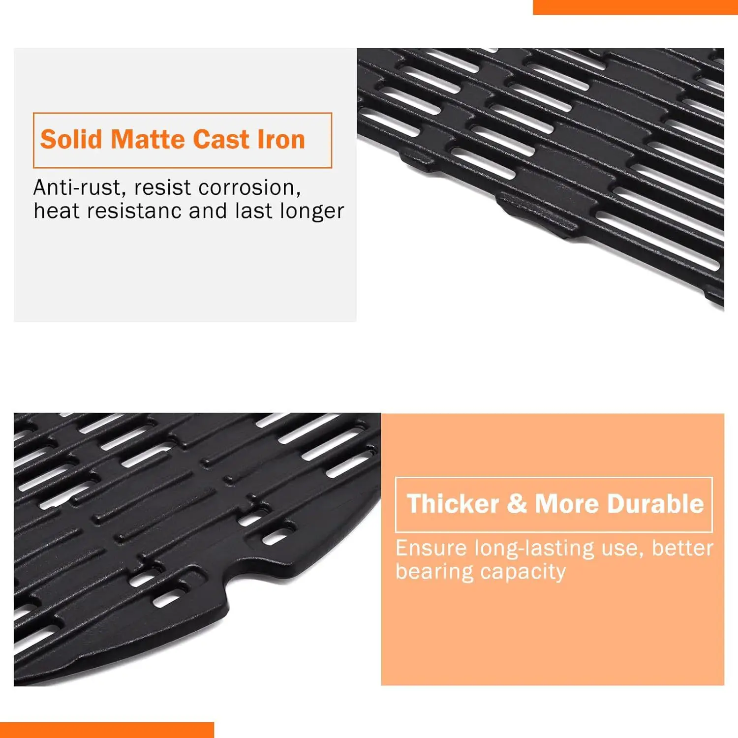 2Pcs 7644 Cast Iron Cooking Grate Griddle compatible with Weber Q100 Q1000 Q1200 BBQ Grill