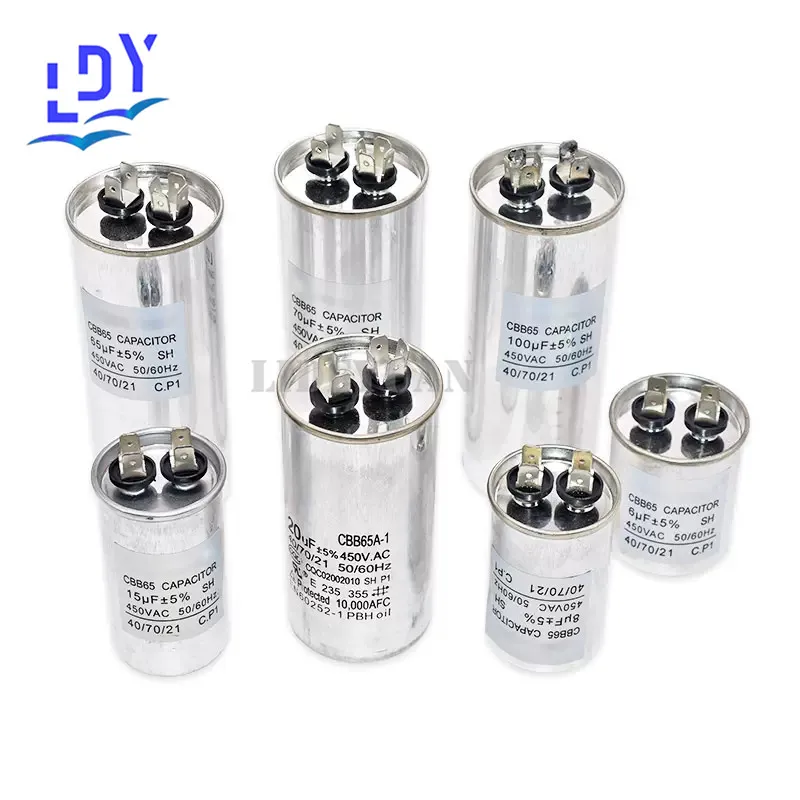 1PCS CBB65 5 uf450v20UF25UF450v30UF 35UF 40UF 450v 45UF 50UF 60UF450V70UF80UF450V air conditioning compressor startup capacitor