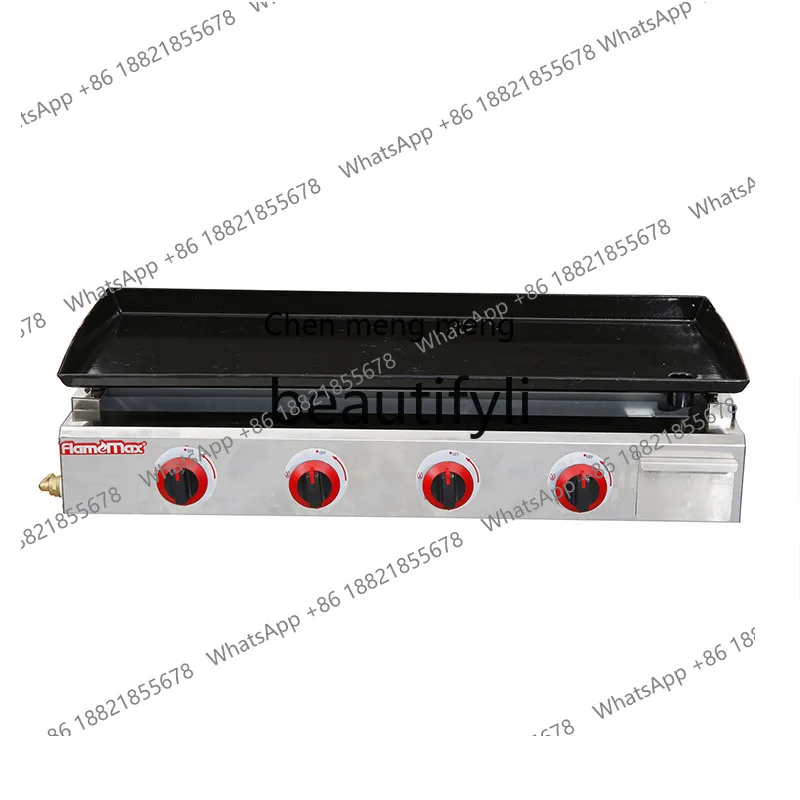 Z189 Four-Head Griddle Commercial Street Vendor Grilled Cold Noodles Teppanyaki Grill Non-Stick Tabletop Catering Equipment