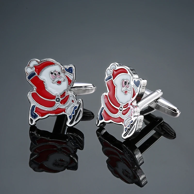 Men's French shirt cufflinks copper material enamel craftsmanship Santa Claus cufflinks Christmas gift wholesale