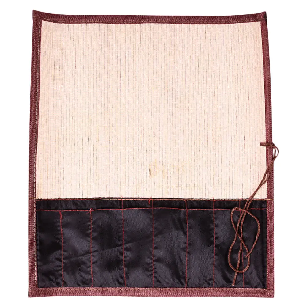 Stylish Bamboo Brush Pen Roll Wrap with Excellent Texture Roll Up Pencil Case for Artists Watercolor Brushes Drawing Pencils