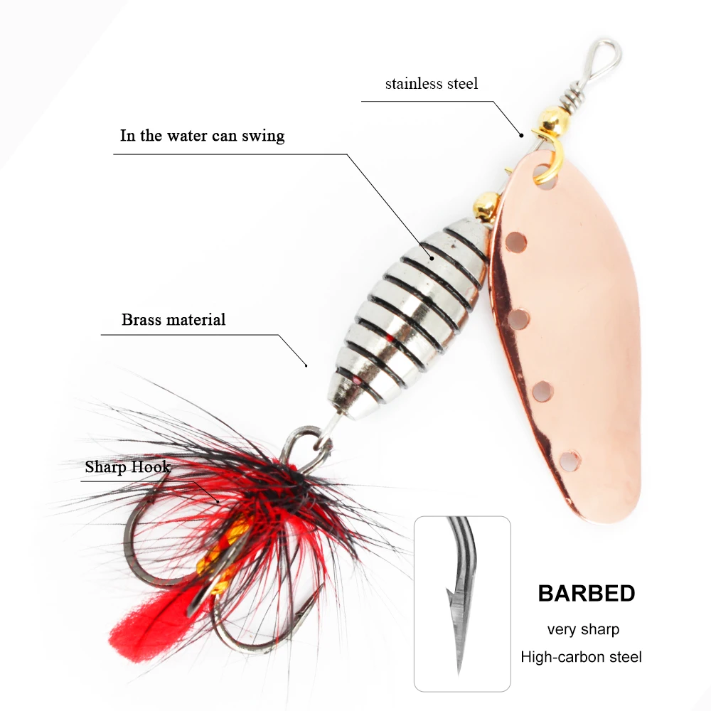 FISH KING pinner Lure 6g/12g/16g Spinnerbait with Feather Treble Hook Metal Spoon Lure Hard Fishing Lure Fishing Tackle Bait