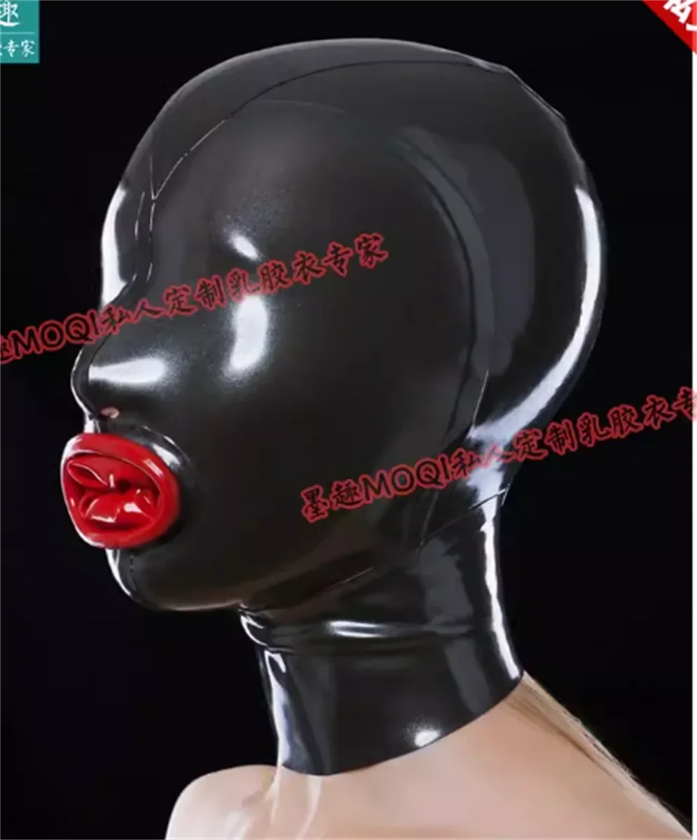 Latex head cover, latex mask, full coverage head cover with mouth concave cover