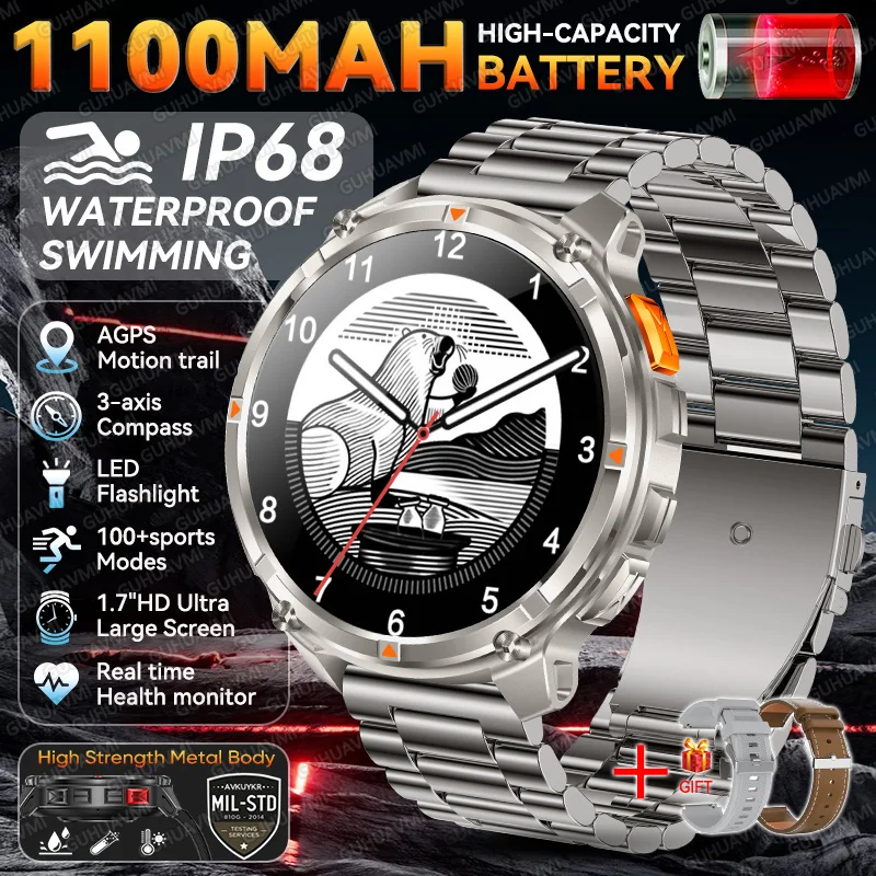 2026 Nieuwe T-Rex3 Ultra 1100mAh Batterij Smart Watch GPS-pad 5ATM Waterdicht Sport Run Wandelen Buiten Kompas Militaire Smartwatch