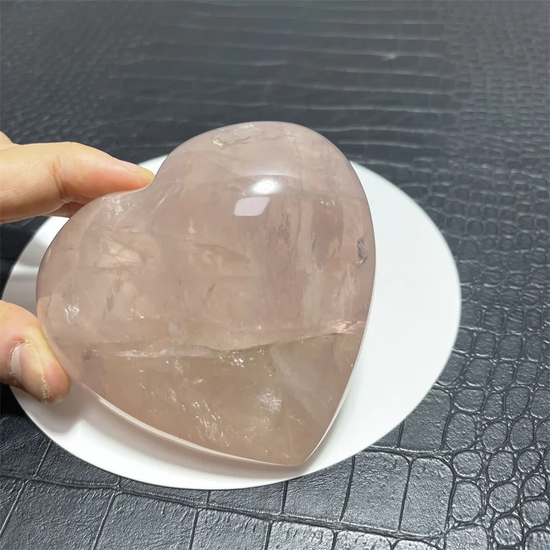 

500g Big Crystal Heart-shaped Stone Decor Reiki Healing Rose Quartz Lucky Love Stone Home Decoration Collection