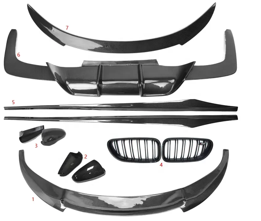 

V Style Carbon Fiber Front Lip Mirror Cover Grille Side Skirt Diffuser Spoiler for BMW 6 Series F06 F12 F13 M6 2014+