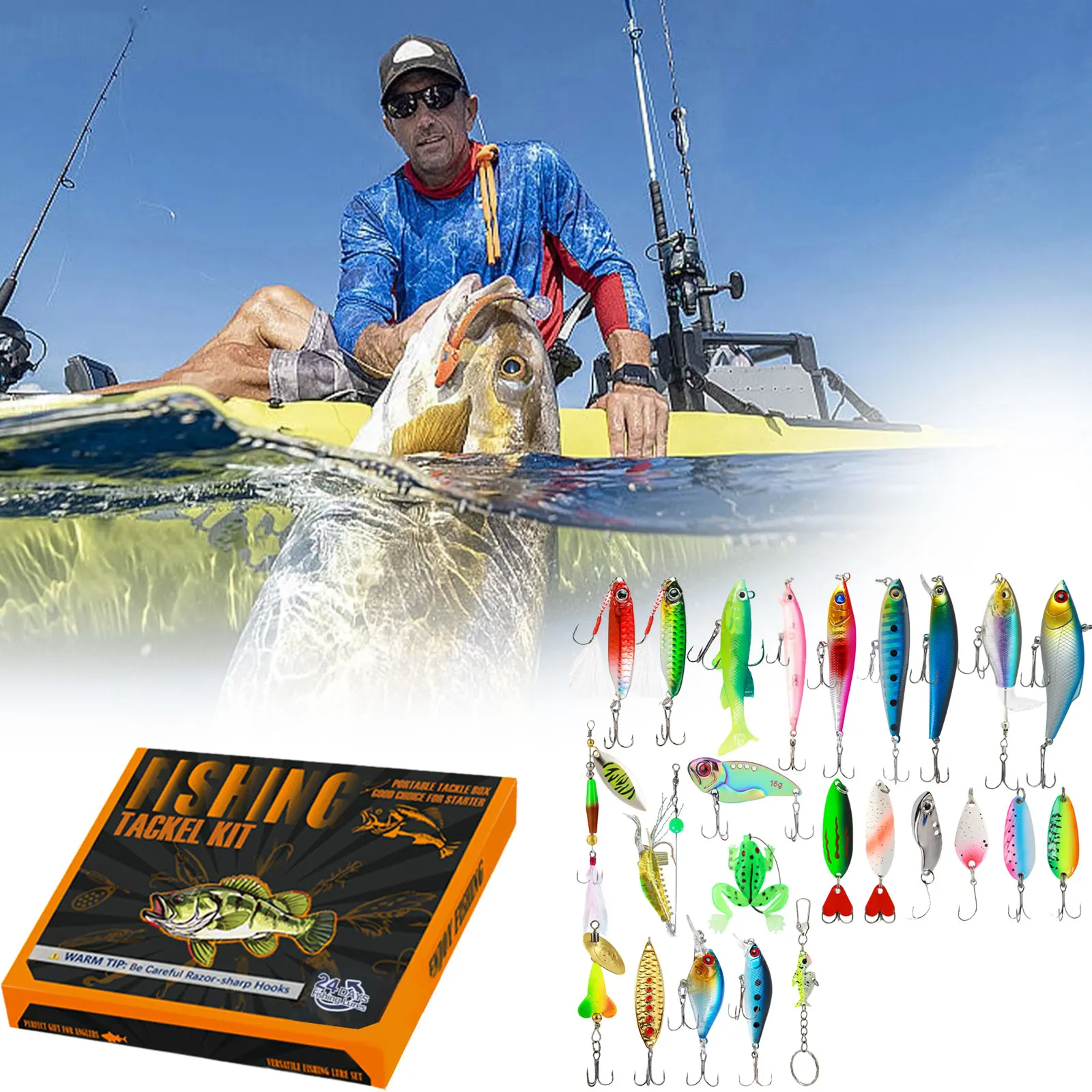 Timer produktywności Kalendarz Adwentowy Wizualny 2025 Kalendarz Adwentowy dla Dorosłych z Motywem Wędkarskim Prezenty Wędkarskie dla Mężczyzn Nastolatków Zegar Treningowy Przenośny