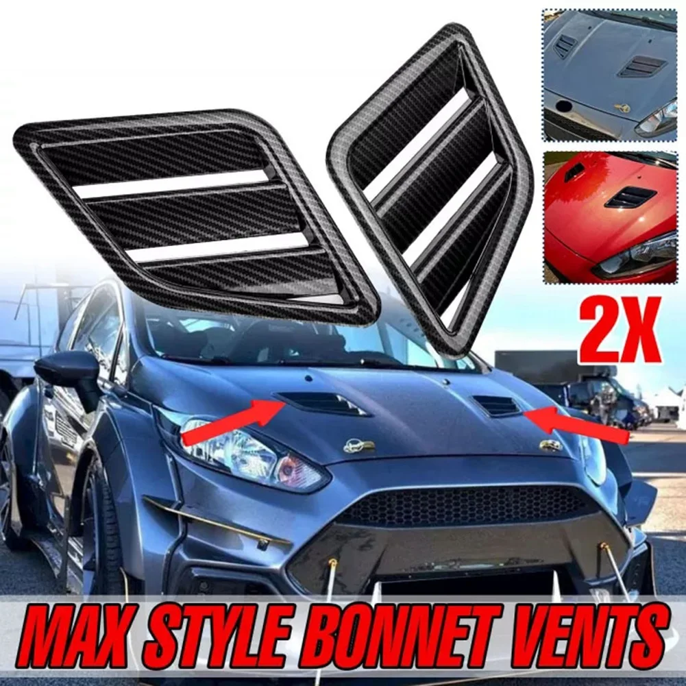 1Pair Car Carbon Fiber Front Hood Bonnet Air Outlet Vent Cover Trim for Ford Focus MK2 Fiesta Corsa Lancer Evolution