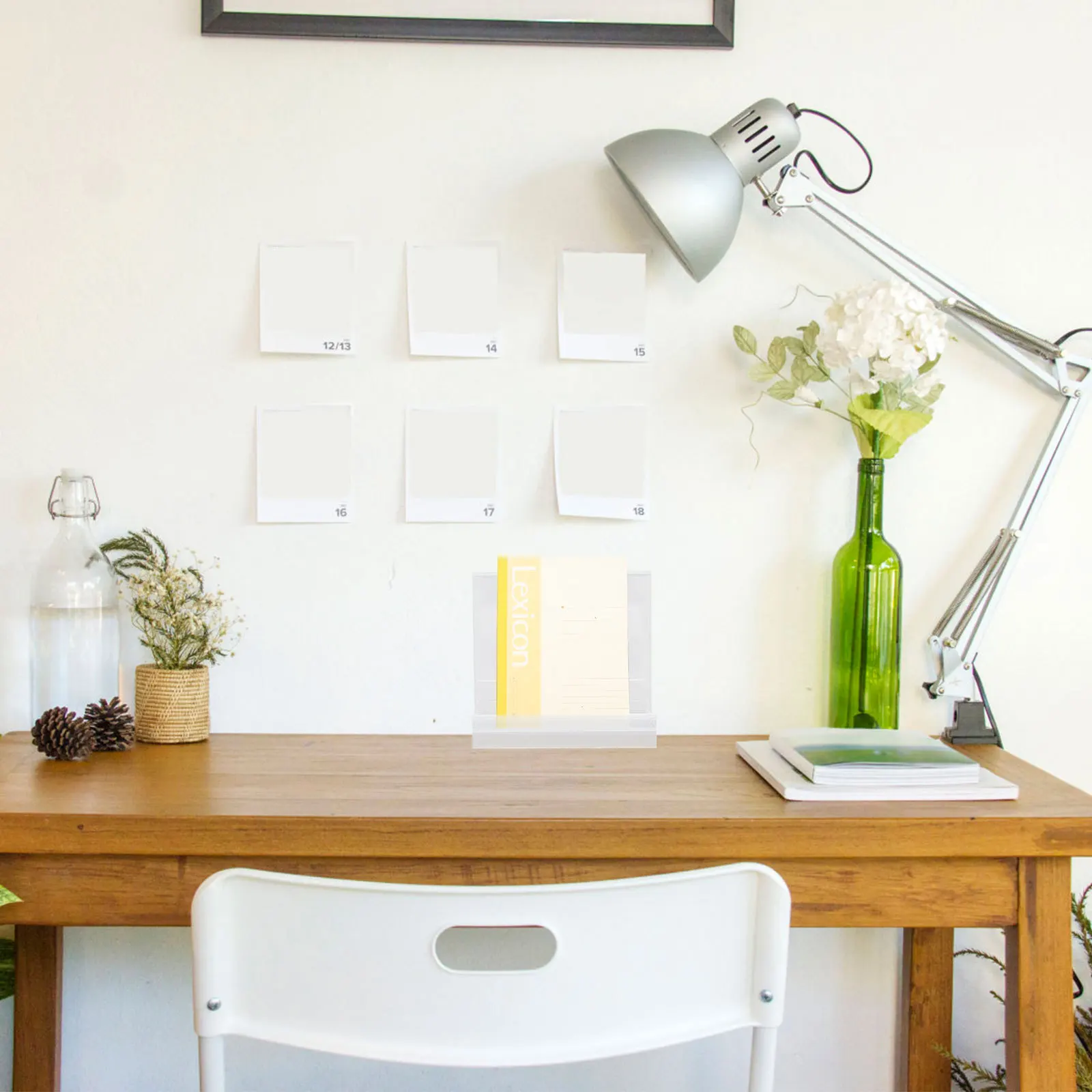 2 قطعة رف الكتب الاكريليك شفافة كتاب تقف حاملي الكتب سطح المكتب سجل رفوف العرض المنظم صور رف الكتب #5