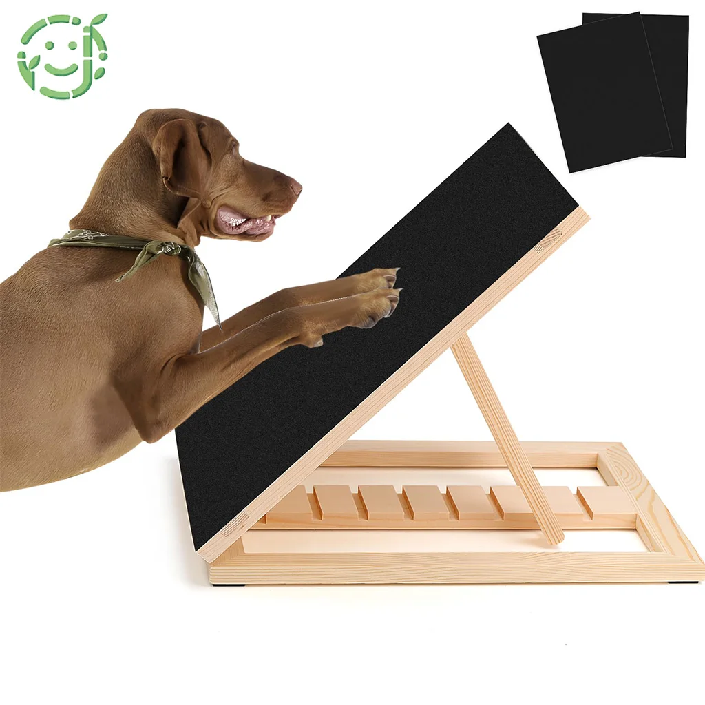 

Durable Dog Cat Scratching Board & Emery Board Bamboo Wood Dog Scratch Pad with Nail File Board for Pet Grooming