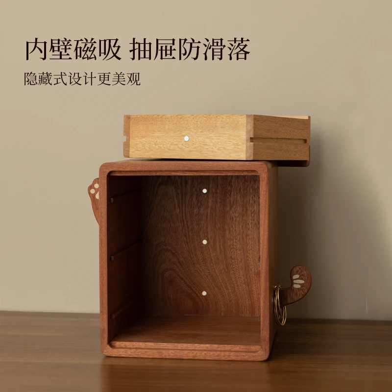 Solid wood desktop storage box, drawer type sundries organizing box, office