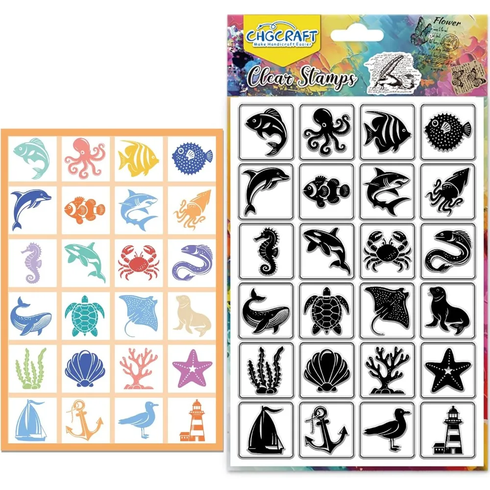 

PVC Plastic Clear Stamps for DIY Scrapbooking Photo Album Decorative Cards Making Mixed Shapes 160x110mm