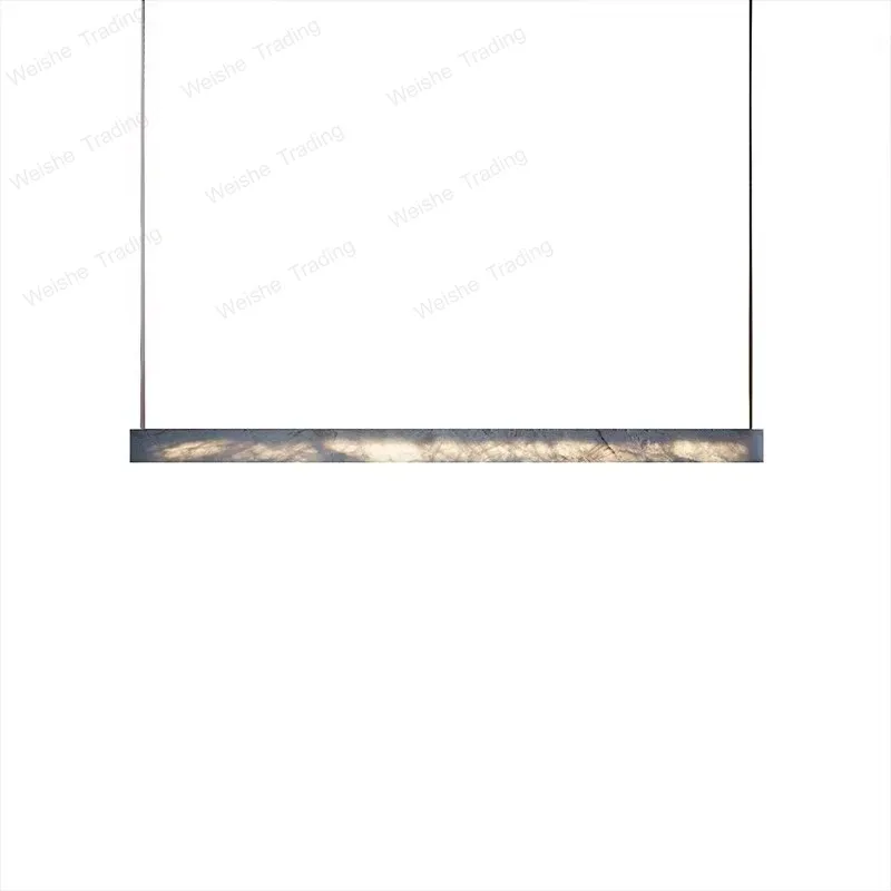

Luxury Long Art Decor Pendant Light Modern Minimalist Dining Room Lustres High-end Imitated Marble LED Chandelier for Exhibition