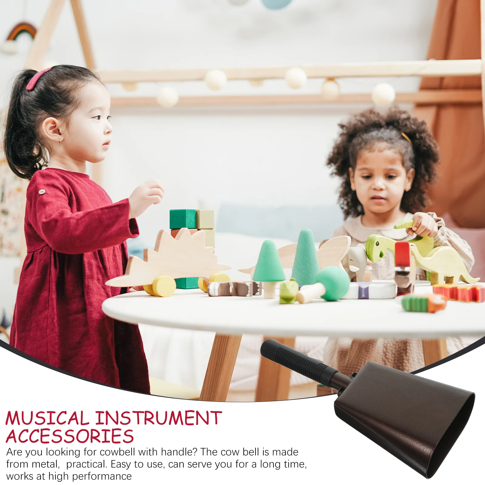 

Cowbell with Handle Metal Percussion Instrument for Sports Events Party Music Performance Educational Tool Cheerleading