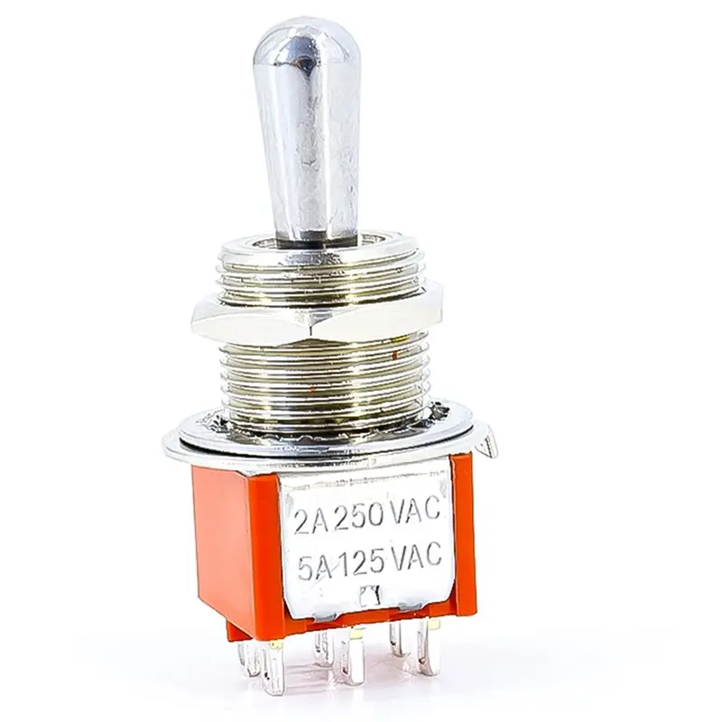 ABVB-For Guitar Bass Compatible 3 Way For Guitar Toggle Switch 6 Pin For On/OFF/On Selector Switch 2A 250VAC/5A 125VAC